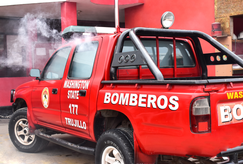 Desinfección a la compañía bomberos Washigton State