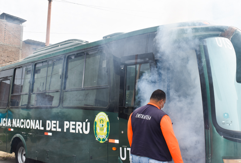 Desinfección a la unidad de tránsito y seguridad vial