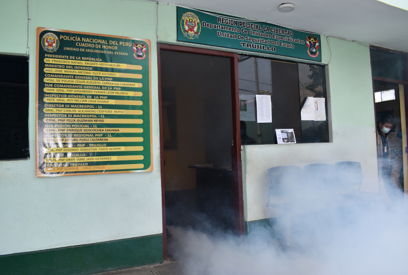 Llevamos nuestros procesos desinfección hacia la policía del estado en Trujillo